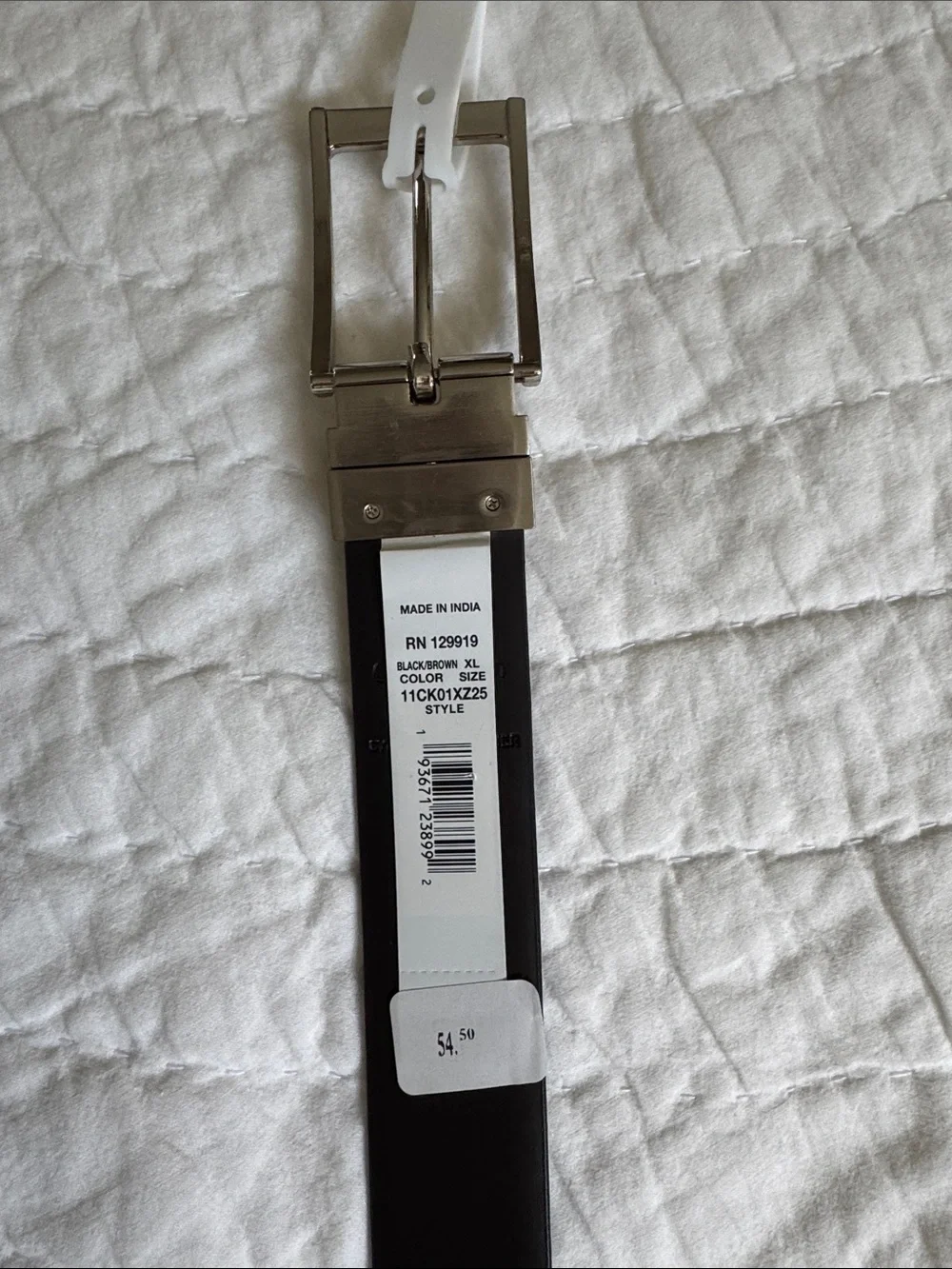 Calvin Klein Reversible Black & Mahogany Leather Men's Belt with Silver Buckle